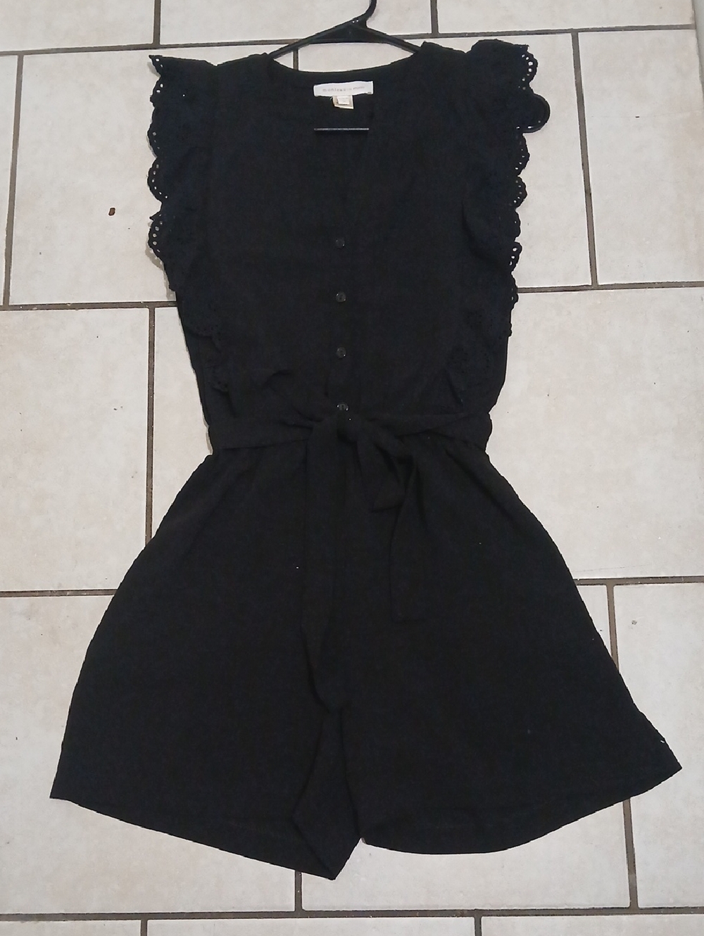 Monteau Black Eyelet Sleeve Romper